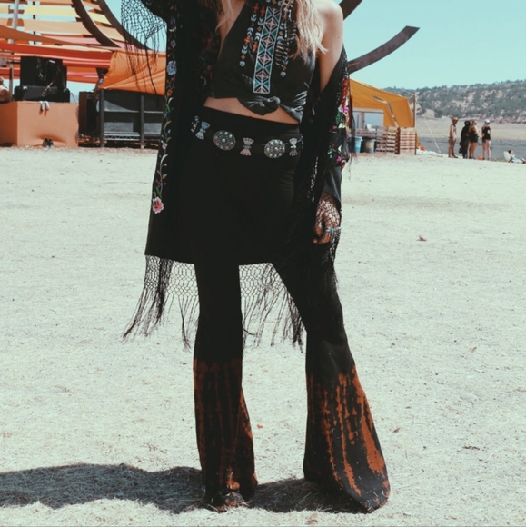 LONG LENGTH Tie Dye Bell Bottoms - Bellbottoms - Cotton Yoga Flare Leg Pants - Picture 3 of 9